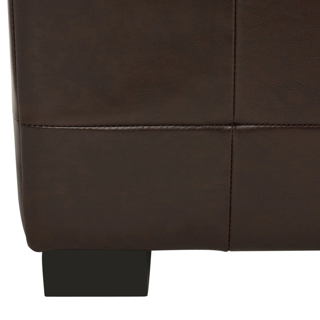 SAFAVIEH Large Manhattan Rustic Tufted Storage Bench, Brown