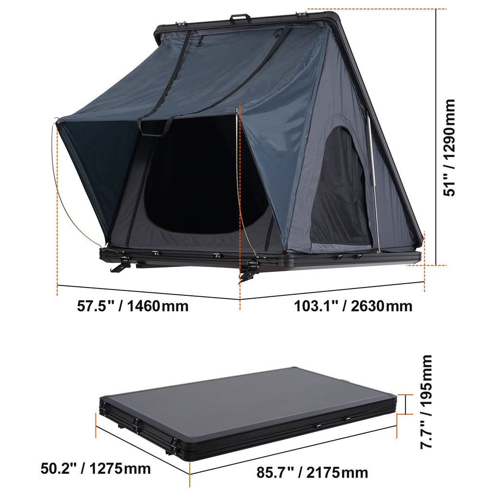 KFFKFF Hard Shell Rooftop Tent, Naturnest Model for 2-3 People, Includes Telescopic Ladder and Thick Mattress, Waterproof and Windproof, Suitable for Jeep, SUV, Van, and Pickup Trucks