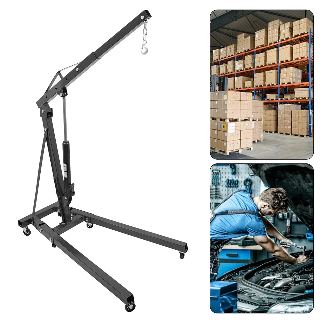 Folding Hydraulic Crane with Wheels for Workshops, Warehouses, Wharves to Move Gas Engines and Some Smaller Diesel Engines