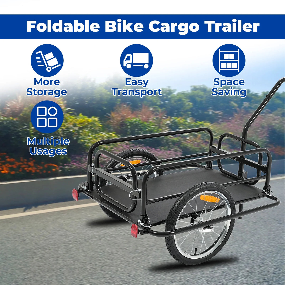 Kojem Foldable Two-Wheels Cargo Trailer Bicycle, Black