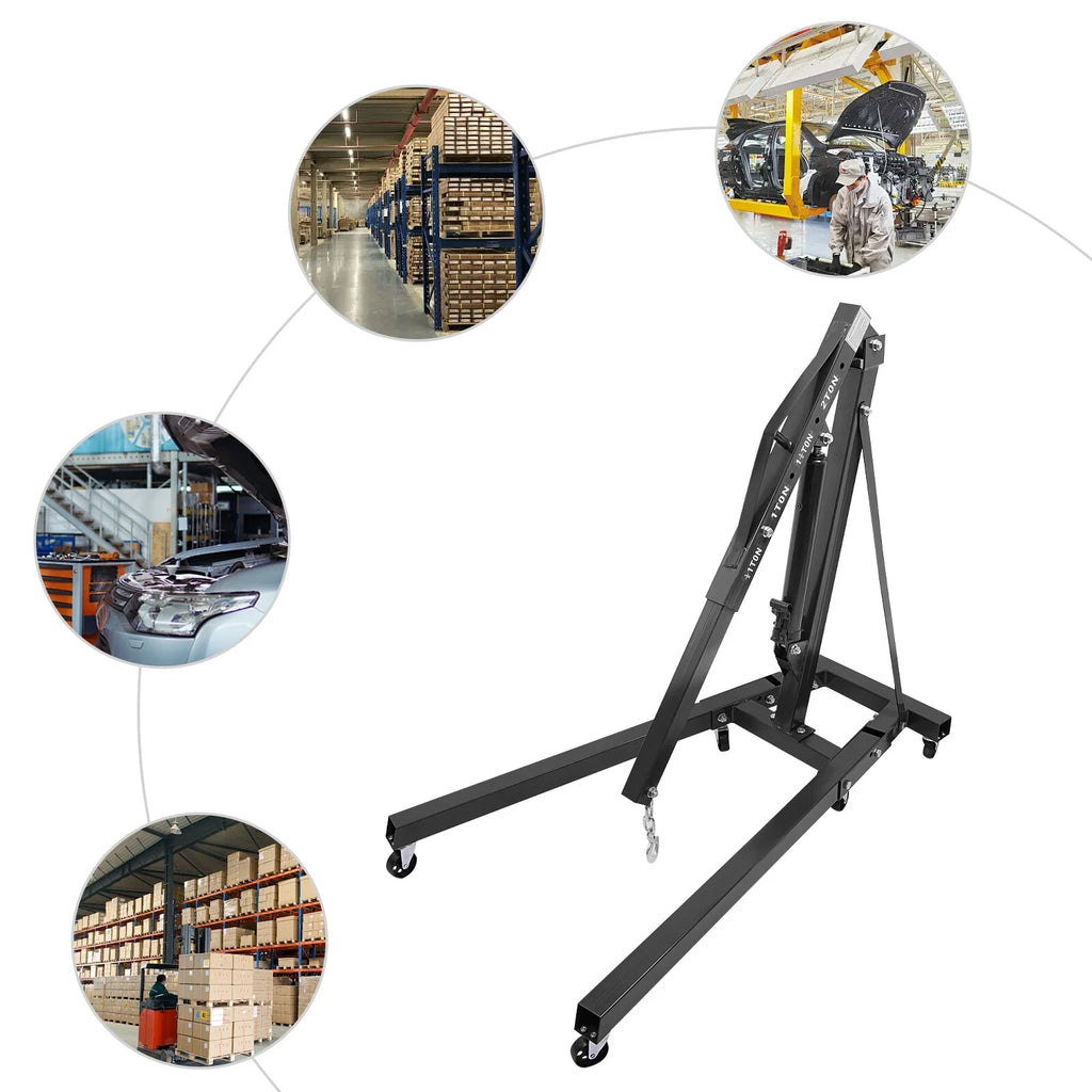 Folding Hydraulic Crane with Wheels for Workshops, Warehouses, Wharves to Move Gas Engines and Some Smaller Diesel Engines