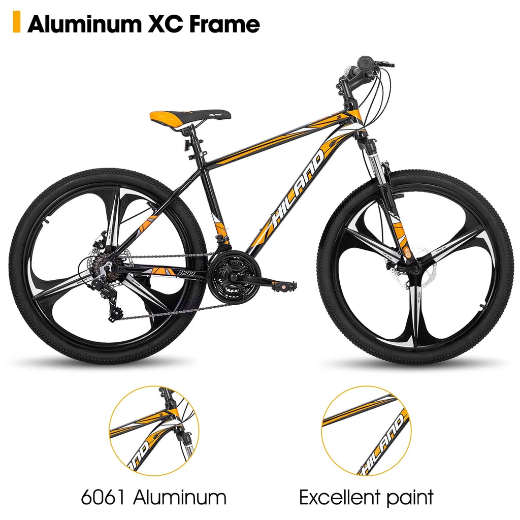 Hiland Mountain Bike, Multi-Spokes,Shimano 21 Speeds Drivetrain,Aluminum Frame 26 inch Wheels, Men's MTB Bicycle, White
