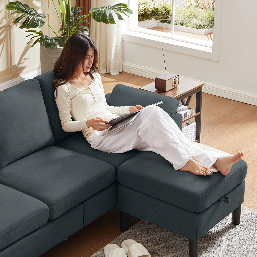 Pingliang Home Sectional Sofa Couch with Storage Ottoman,Modern 3 Seat L Shaped Sofa Couch for Living Room Apartment Studio Office