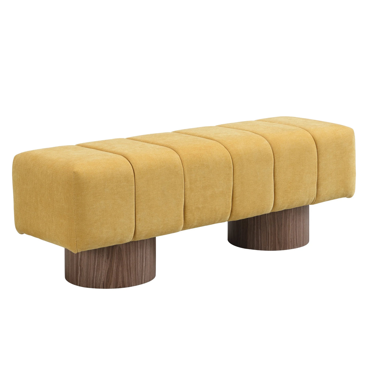 Christopher Knight Home Modern Mid-Century 64" Velvet Tufted Ottoman Bench, Faux Wood Legs, Light Gray