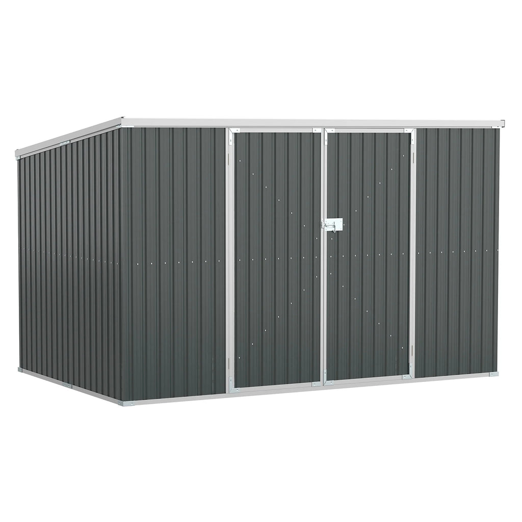 Outsunny 4.6' x 9' Metal Outdoor Storage Shed, Garden Utility Tool House with Double Lockable Doors for Backyard, Patio, Lawn, Garage, White