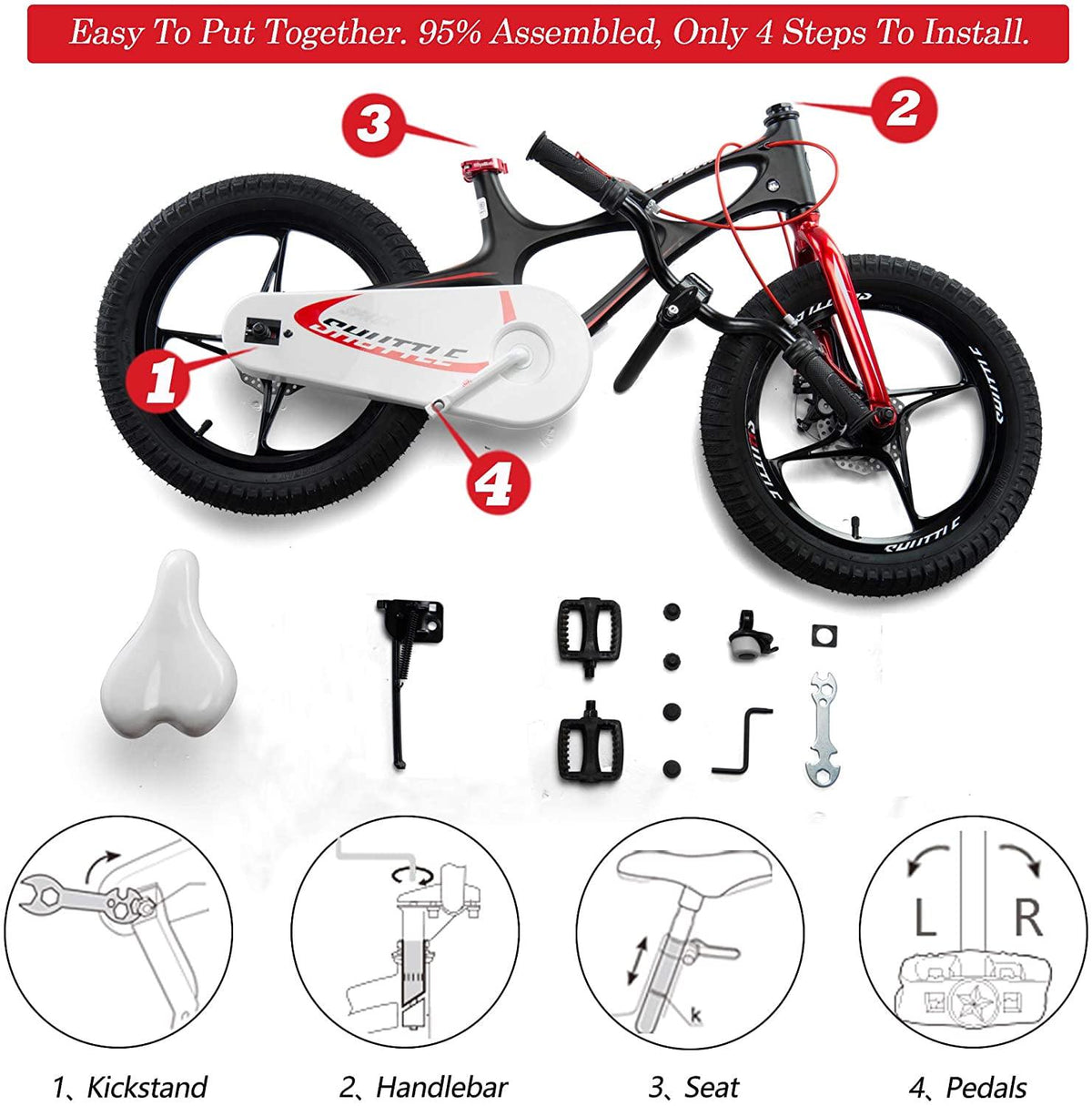 RoyalBaby 18 inch Magnesium Space Shuttle Kid-s Bike. White