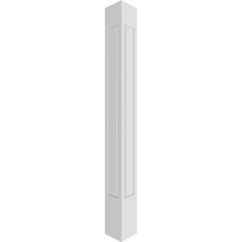 Ekena Millwork 6"W x 8'H Craftsman Classic Square Non-Tapered, Raised Panel PVC Column Kit, Crown Capital & Crown Base