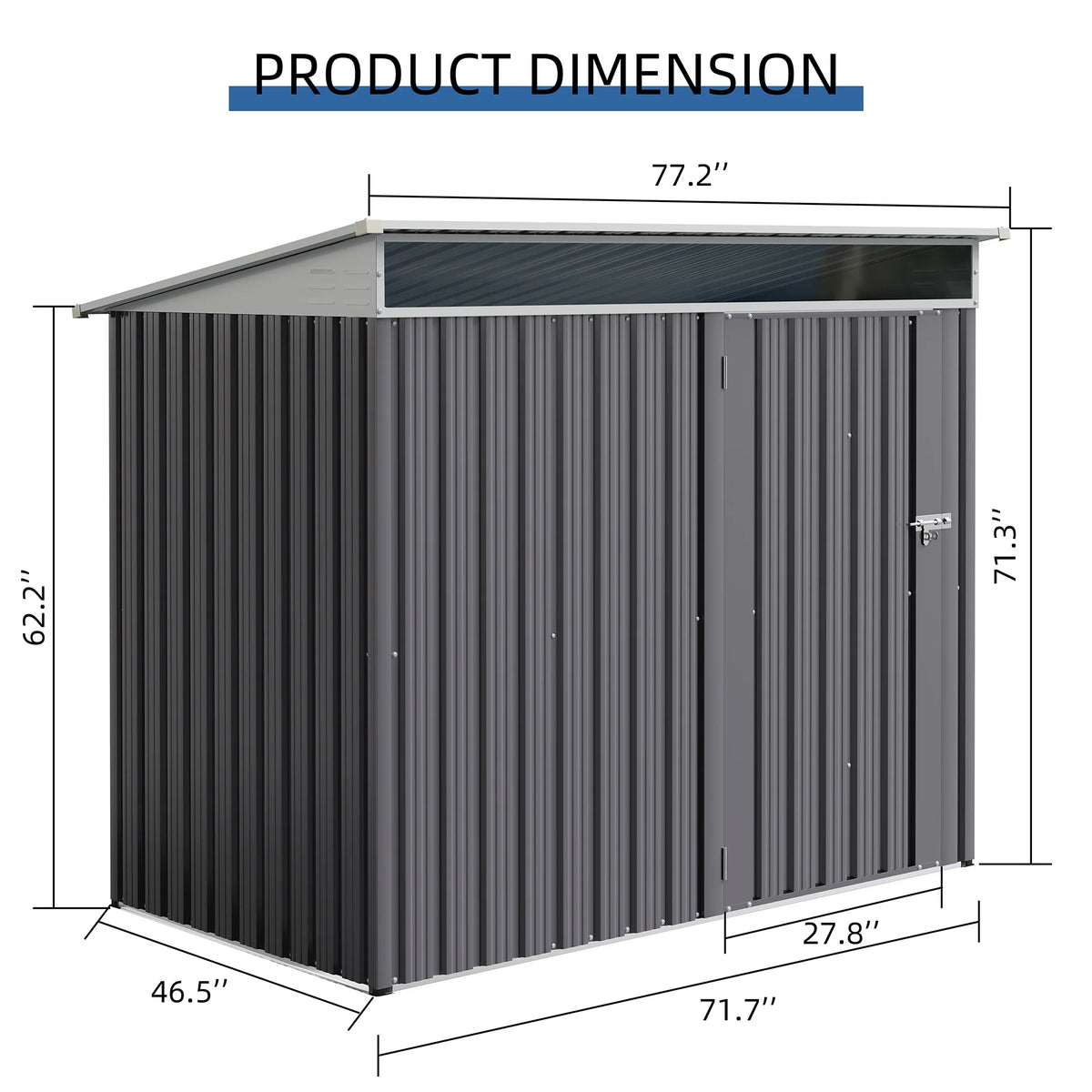 Walsunny 6X4 FT Outdoor Storage Shed,Waterproof Metal Garden Sheds with Lockable Double Door Weather Resistant Steel Tool Storage House Shed Grey