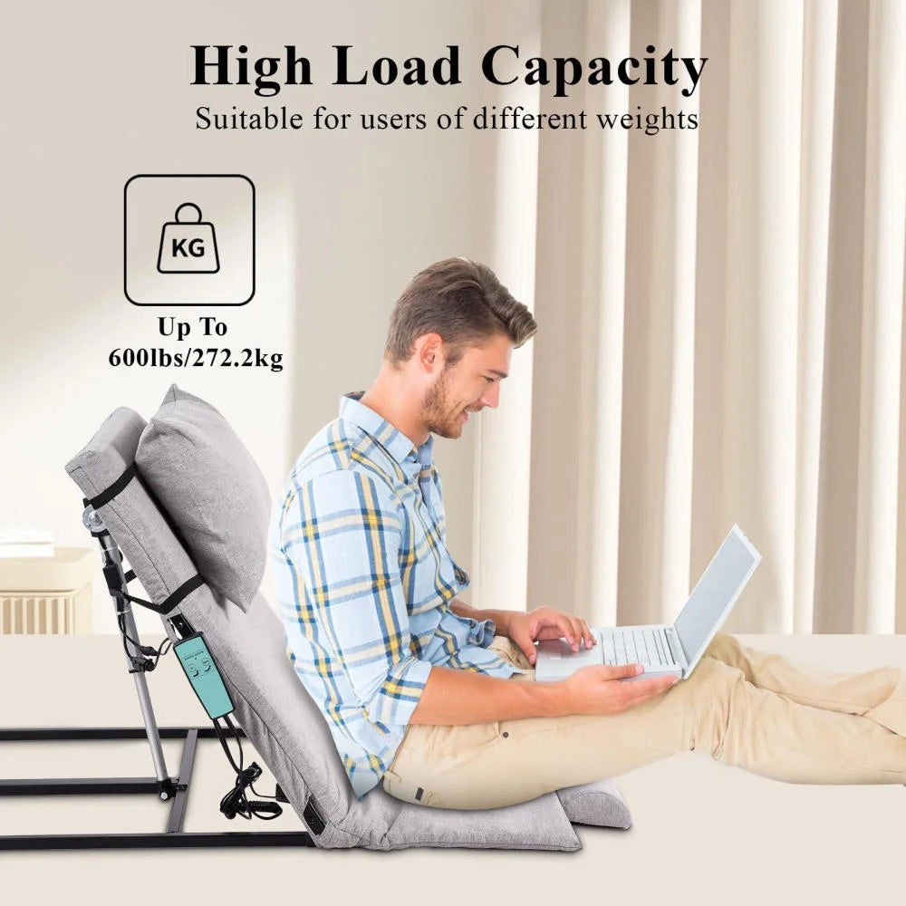 Adjustable Power Lifting Bed Backrest for Elderly Patient Injured, Sit-up Back Rest Chair for Neck Lumbar Back Support, Electric Lifting Backrest for Bed (Gray)