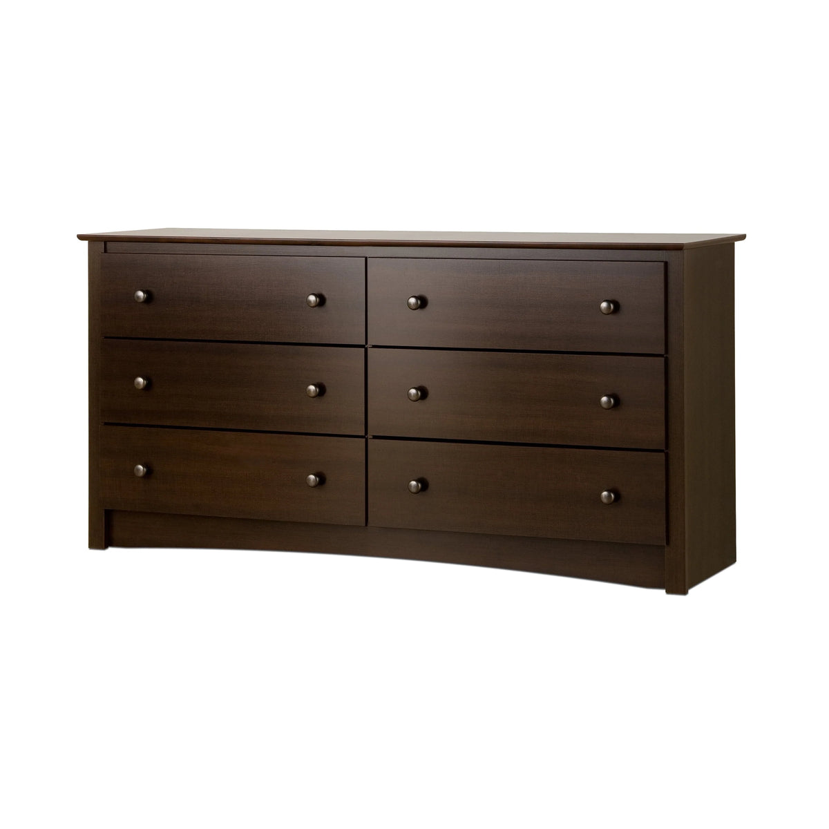 Prepac Fremont 6 Drawer Wooden Double Dresser, 16" x 59" x 29", Espresso