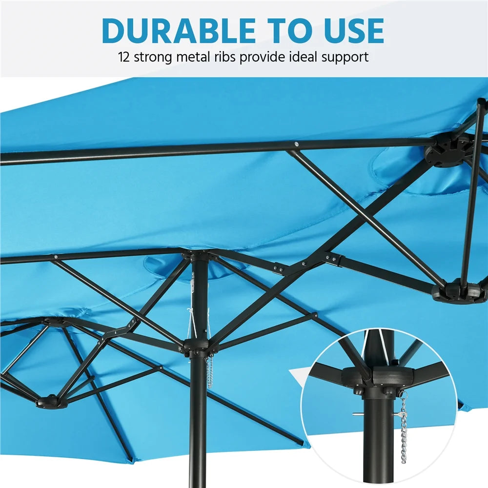 Topeakmart 13ft Patio Parasol Canopy with Crank, Tan