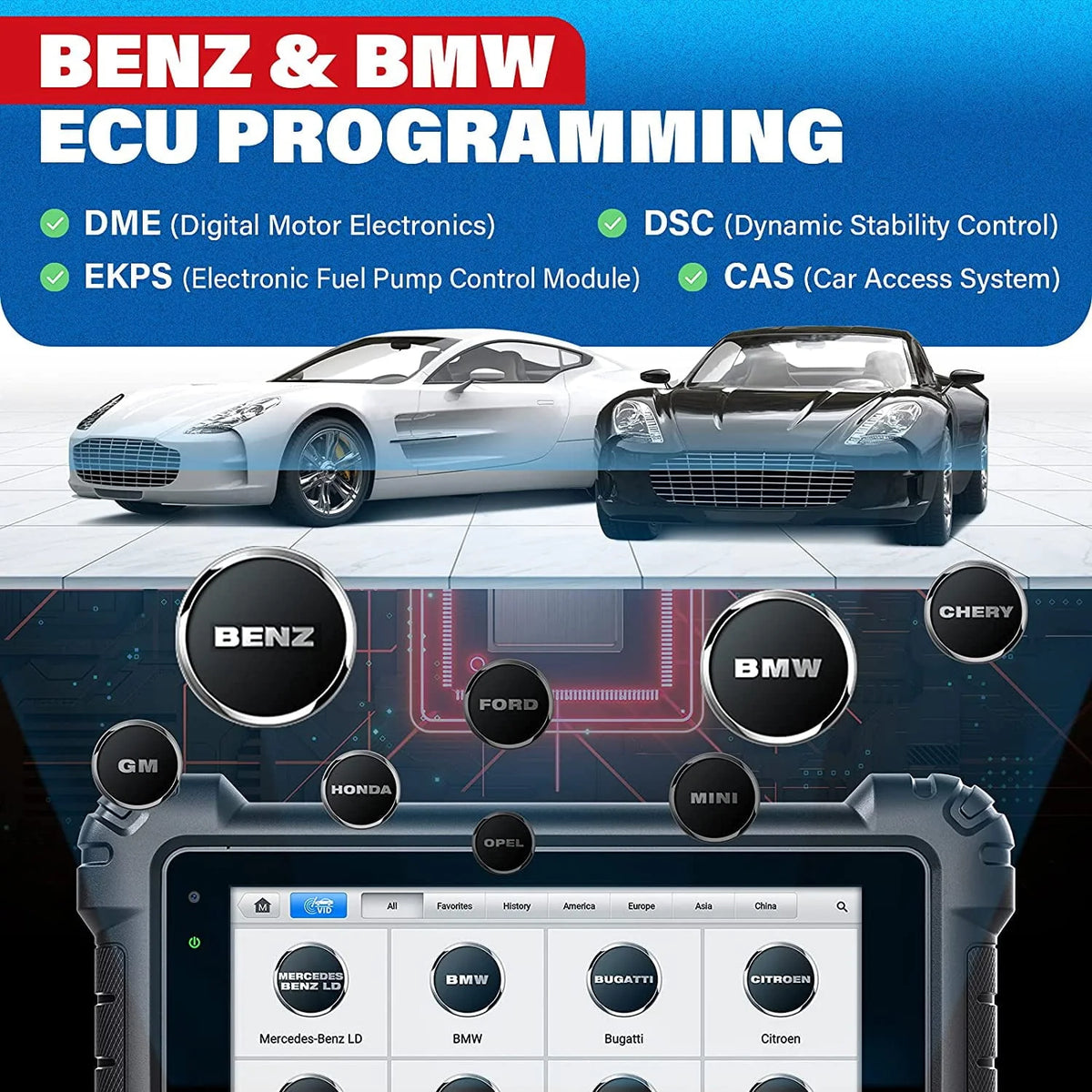 Autel Maxisys MS919 Car Diagnostic Scan Tool Intelligent Diagnostics Topology 2.0,ECU Programming & Coding, 40+ Services Upgrade of MS909 Ultra Lite