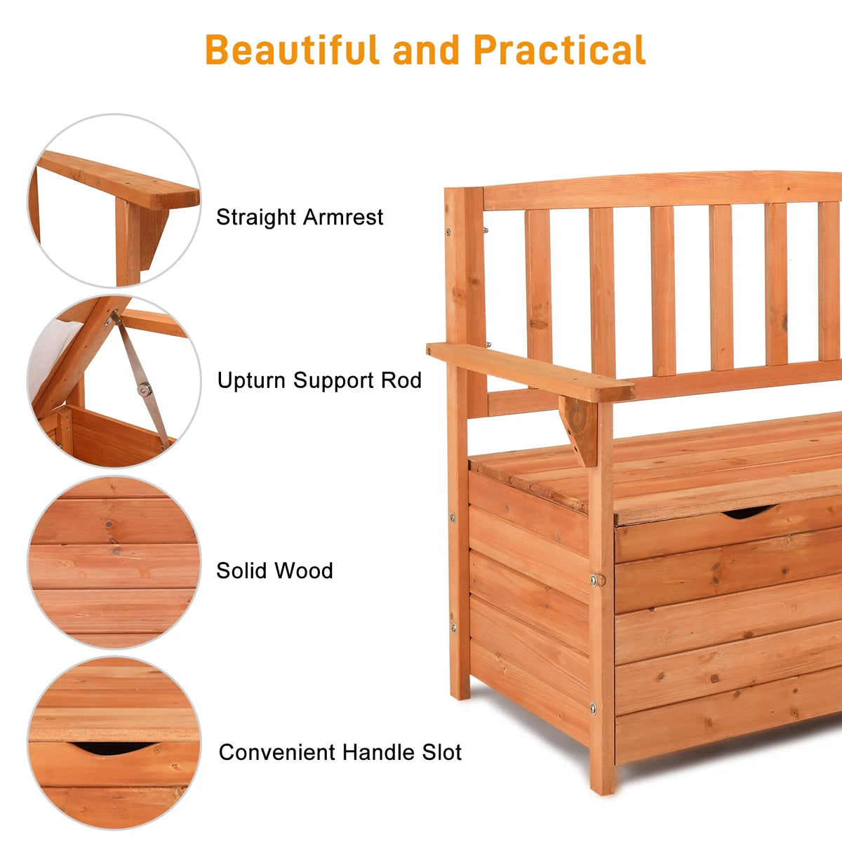 Zimtown Outdoor Storage Bench Deck Box for Patio Furniture, Front Porch Decor,Yellow