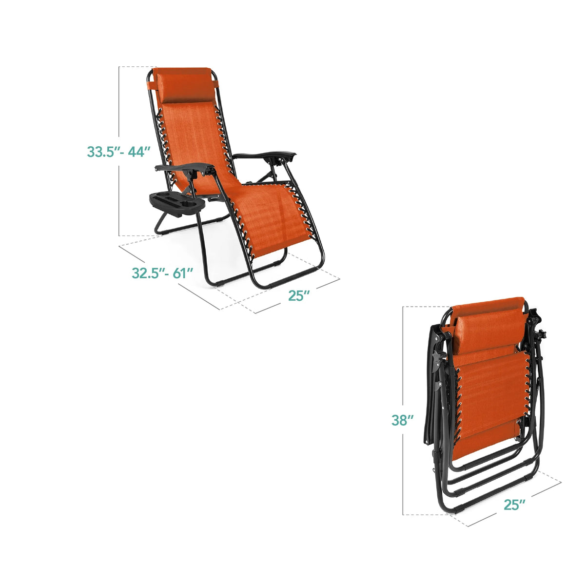 Best Choice Products Set of 2 Zero Gravity Lounge Chair Recliners for Patio, Pool w/ Cup Holder Tray - Gray