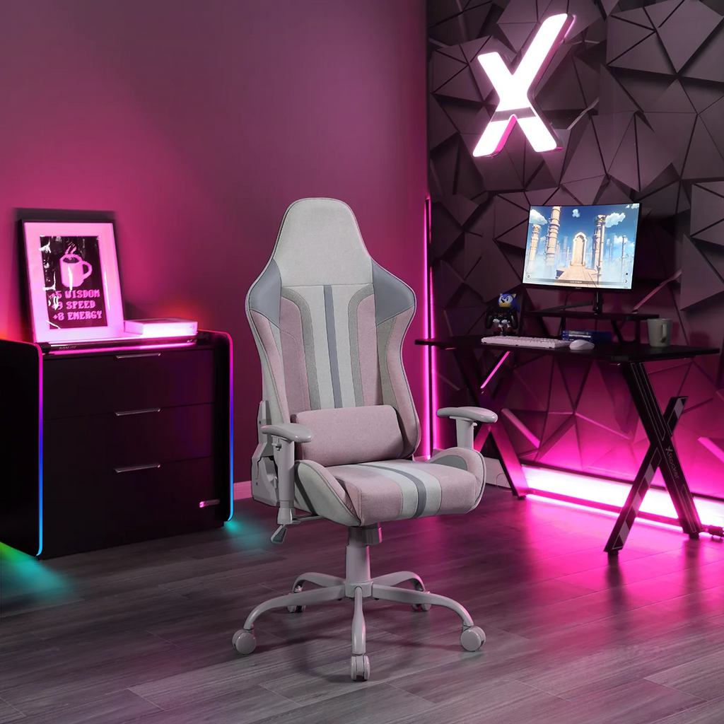 X Rocker Mysa PC Gaming Chair with Lumbar Support, Pink