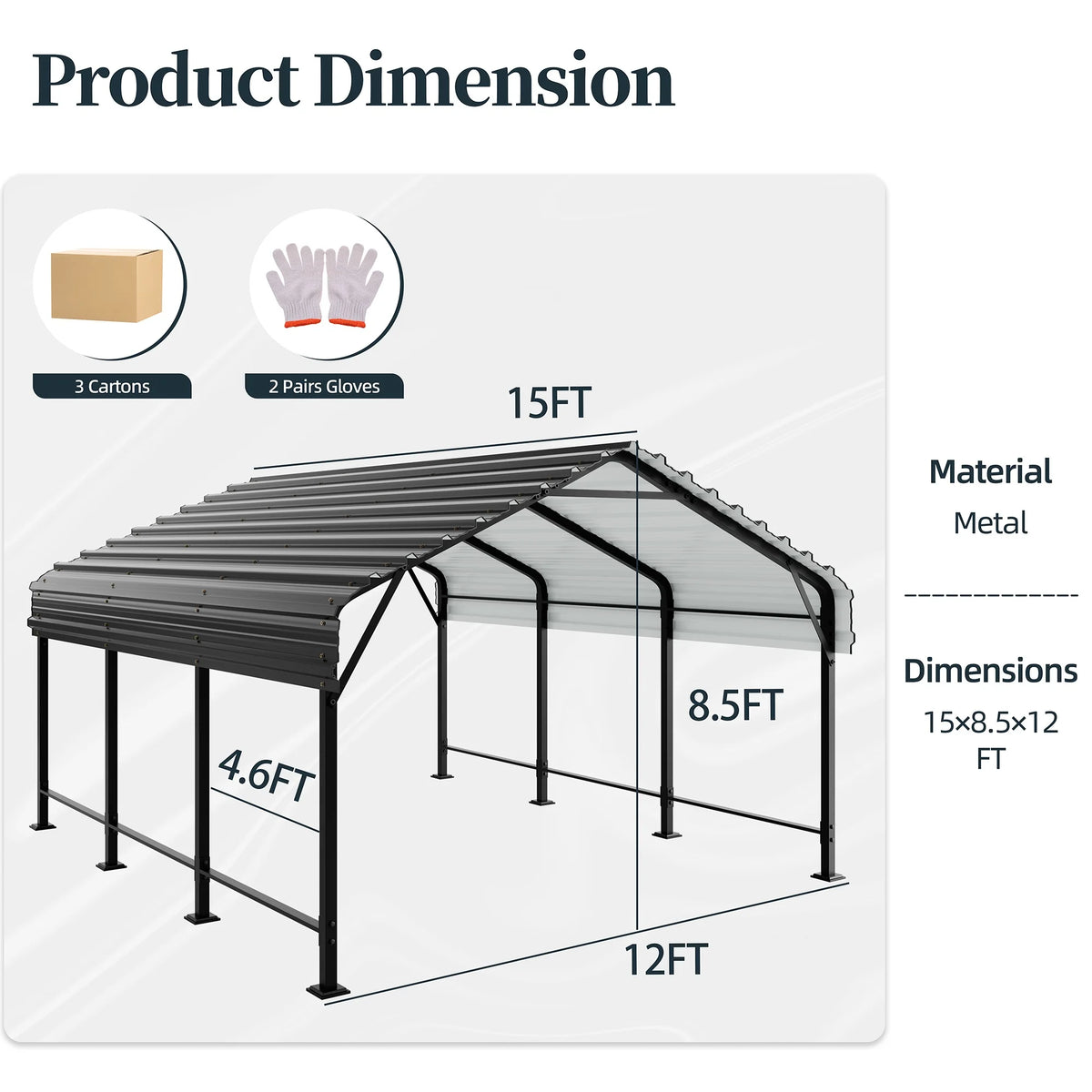 Walsunny 12X20 FT Carport, Outdoor Heavy Duty Carport Canopy with Galvanized Steel Roof, Metal Carport Extra Large Garage Car Storage Shelter