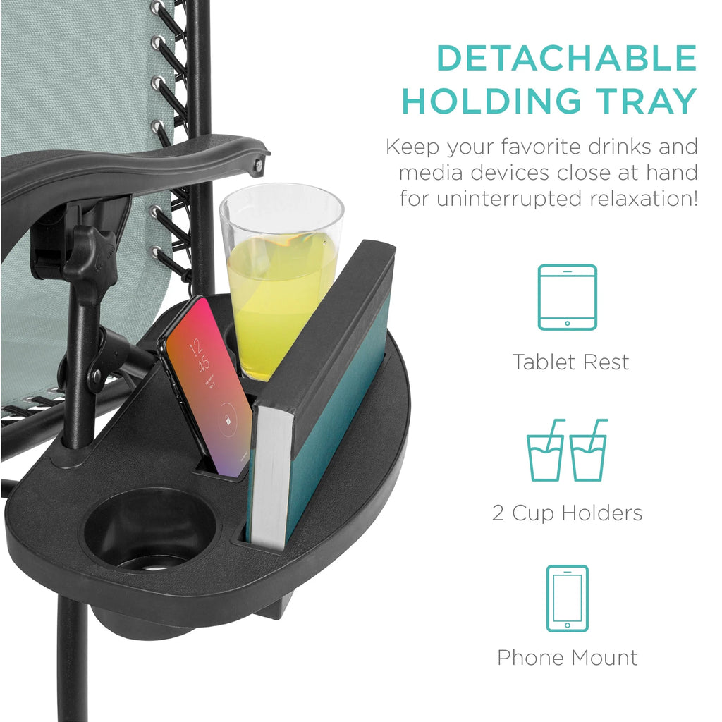 Best Choice Products Set of 2 Zero Gravity Lounge Chair Recliners for Patio, Pool w/ Cup Holder Tray - Gray