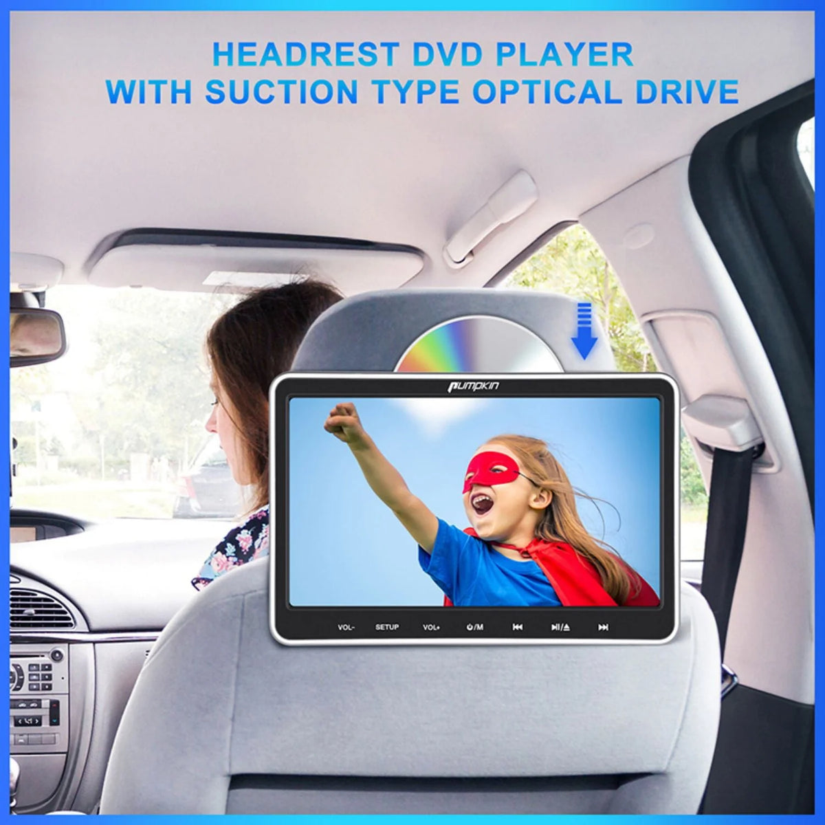 Pumpkin 10.1�?Dual Headrest DVD Players for Car with Headphones, 2 Mount Brackets HDMI Input Region Free Last Memory