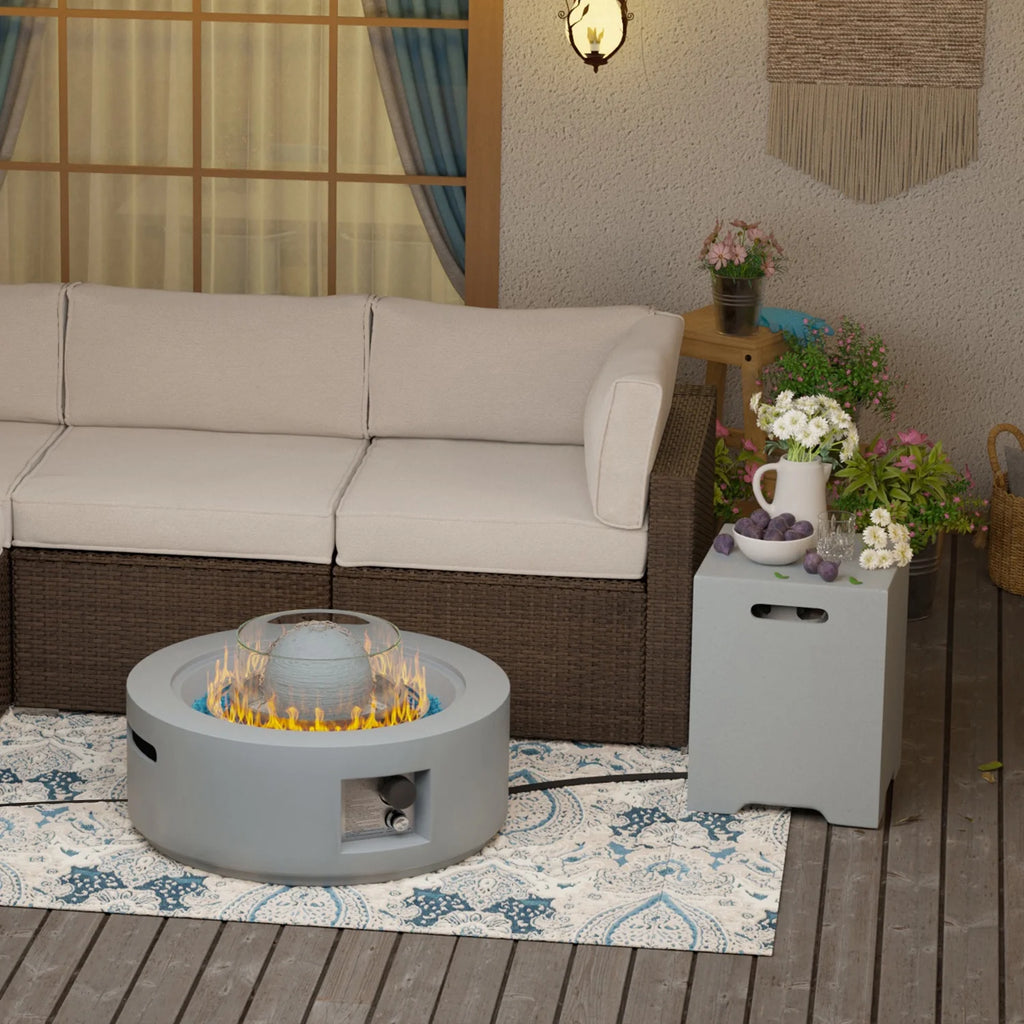 COSIEST 29.3-inch 50,000 BTU Outdoor Propane Fountain Round Fire Pit Table