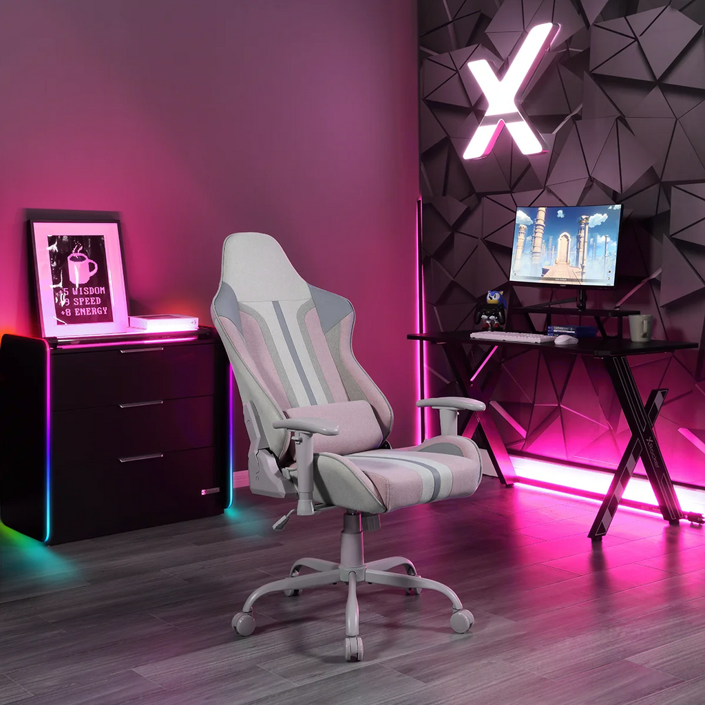 X Rocker Mysa PC Gaming Chair with Lumbar Support, Pink