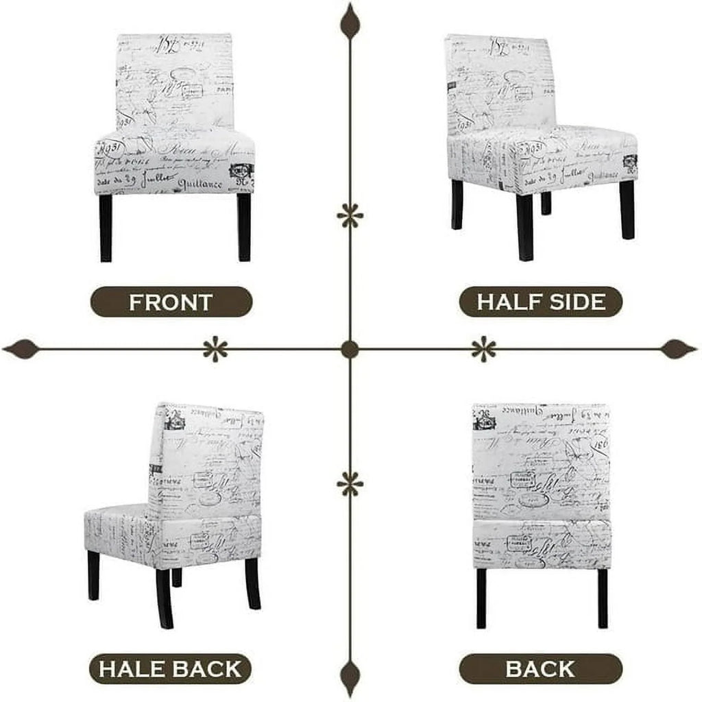 NiamVelo Accent Chairs Set of 2 Fabric Chair for Living Room Modern Design Armless Dining Chairs, Comfy Upholstered Single Sofa Chairs Side Chairs, White