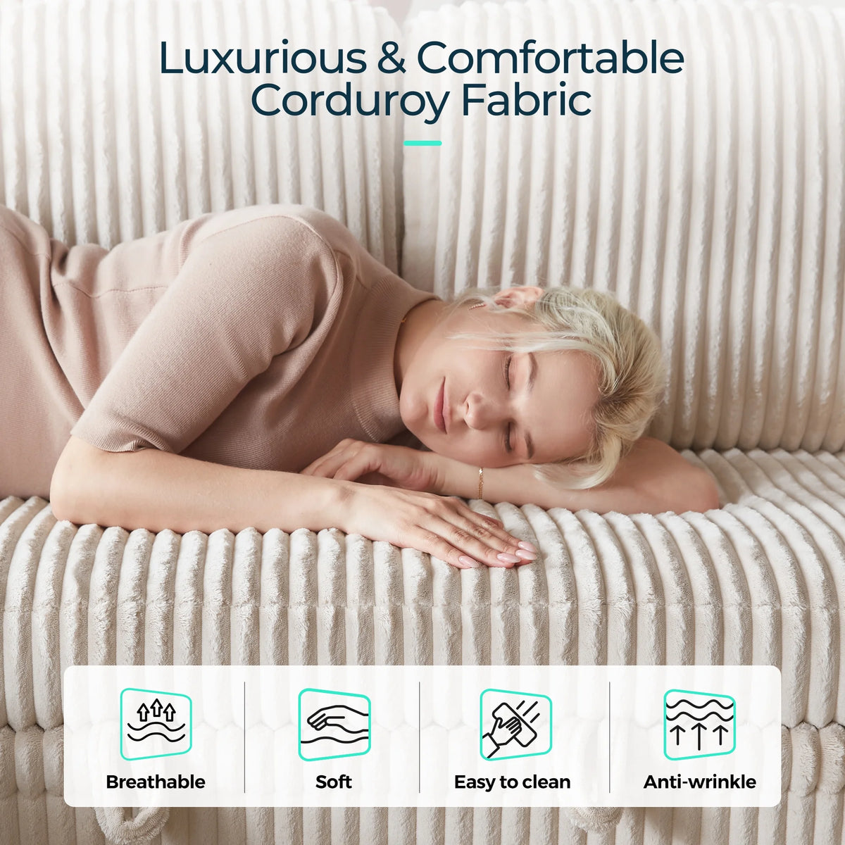 Linsy Home Plush Corduroy Pull Out Couch Chaise Lounge, Convertible Loveseat Sofa Couch With Usb & Cup Holder, Green