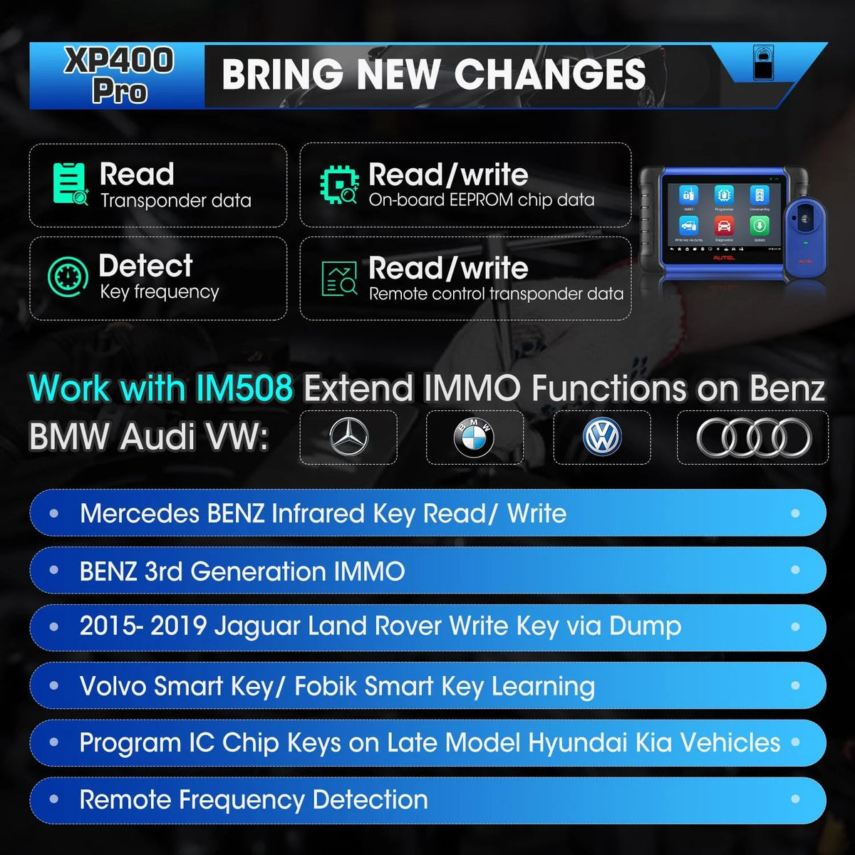 Autel MaxiIM IM508S PRO w/ XP400 PRO as IM608 PRO II, Gift SmartWacth, 2025 Advanced IMMO Key Fob Programming Tool OE-Level Bi-directional Control, All System Diagnostics