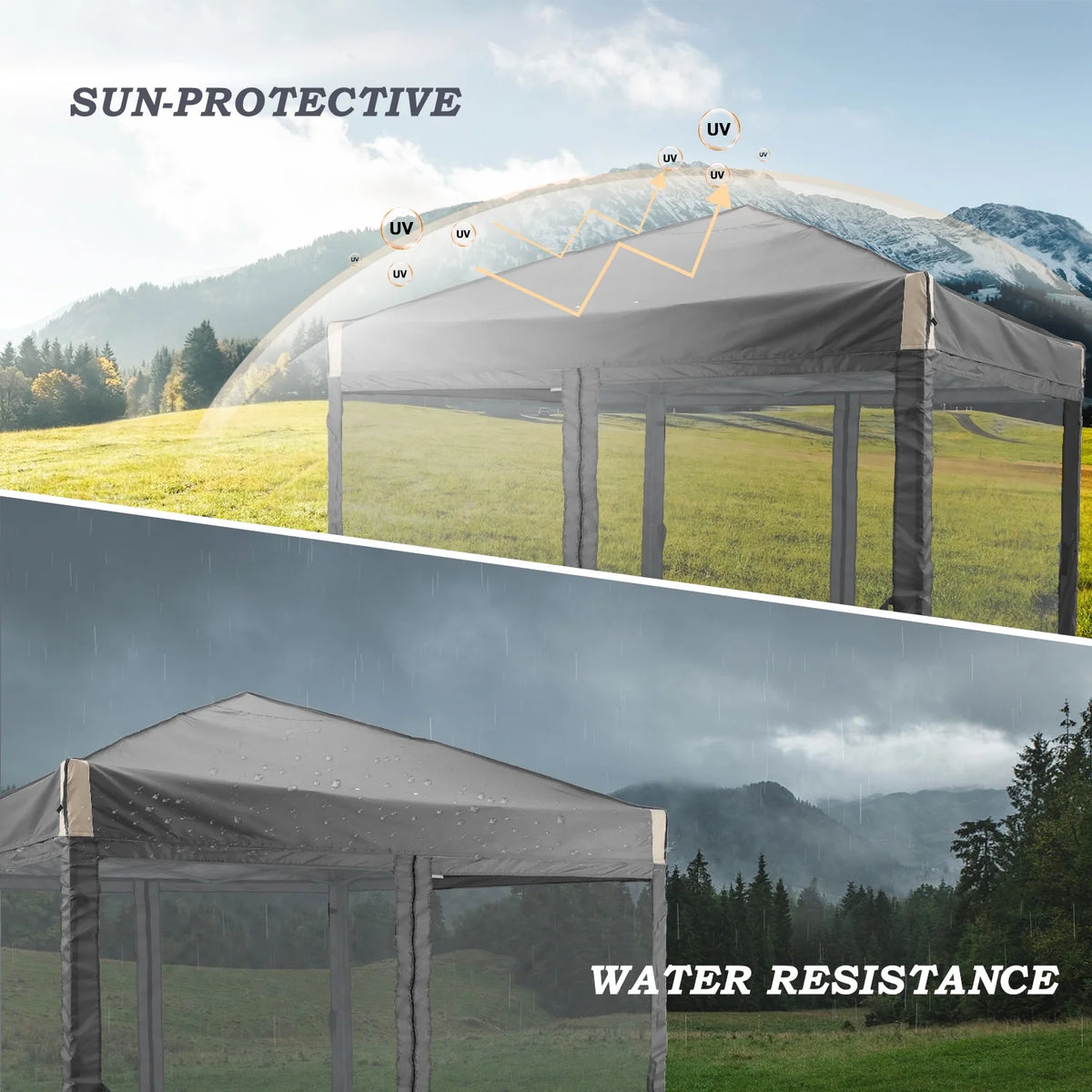 Aoodor 12'x12' Pop Up Canopy with Removable Mesh Sidewalls, Outdoor Portable Instant Shelter Tent-Black