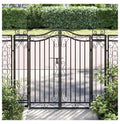 Wrought Iron Garden Gate - 47.6" Black Ornamental Fence Gate with Posts - Outdoor Entryway for Yard, Patio, and Garden - Lockable & Durable