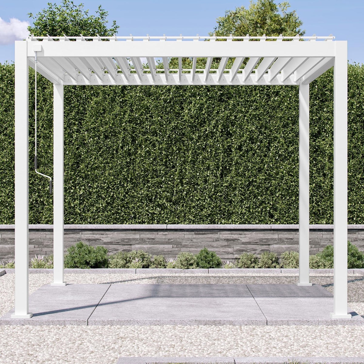 Mirador 10'x 10' 111S Outdoor Aluminum Pergola w/ Adjustable Rainproof Louver for Garden, Patio, Backyard, Takasho/Wood Grain