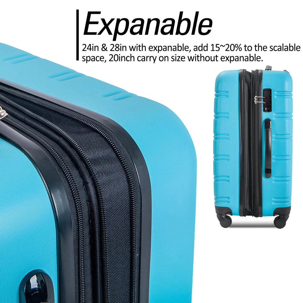 3 Piece Luggage Set Hardside Spinner Hardshell Suitcase with TSA Lock 4-Wheel Upright Luggage for 360 Degree Movement (20/24/28), Purple