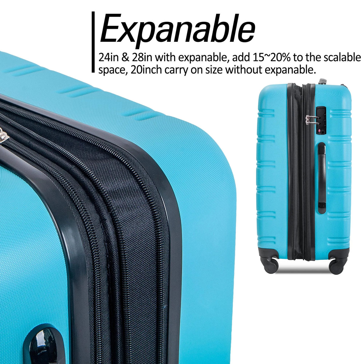 3 Piece Luggage Set Hardside Spinner Hardshell Suitcase with TSA Lock 4-Wheel Upright Luggage for 360 Degree Movement (20/24/28), Purple