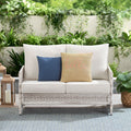 Better Homes & Gardens Paige 1 Piece Wicker Outdoor Loveseat with Cushions, White