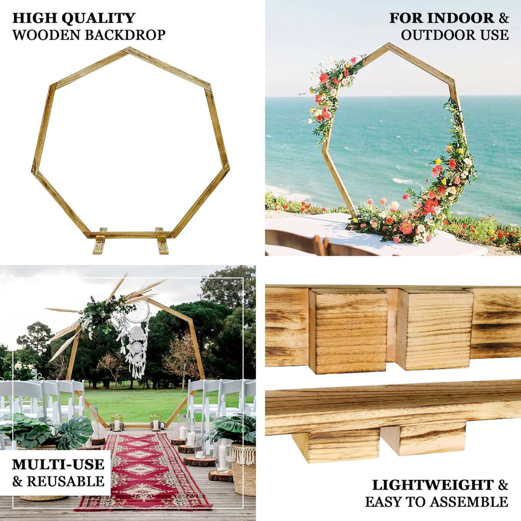 Efavormart 7FT Rustic Square Wedding Arch Wooden Backdrop Stand, Wedding Ceremony Arch - Brown