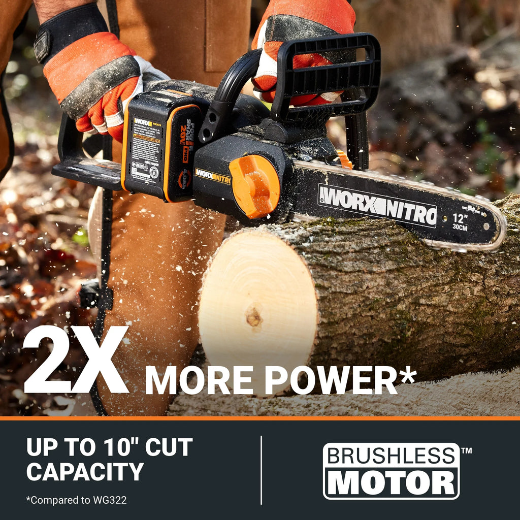 Worx Nitro WG350 20V Brushless 12" Cordless Chainsaw