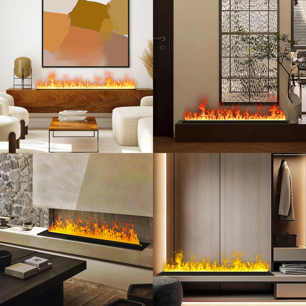 31.5-inch Water Vapor Fireplac with Dual-mode Water Supply System,Vapor Fireplace with 3D Realistic Flame,Electric Fireplace with Remote/Touch Control for Timer,Dimmable