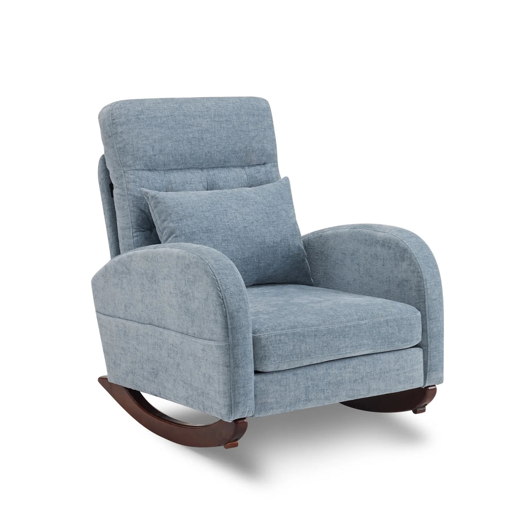 Ktaxon Rocking Accent Chair Glider Reading Chair Comfy Teddy Velvet Upholstered Single Sofa Rocker for Living Room, Nursery, Bedroom Beige
