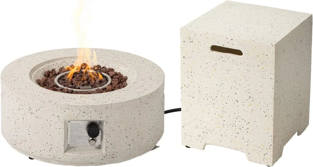 COSIEST 40,000 BTU Outdoor Camping Bonfire 28-inch Round Propane Fire Pit Table Set with Stainless steel