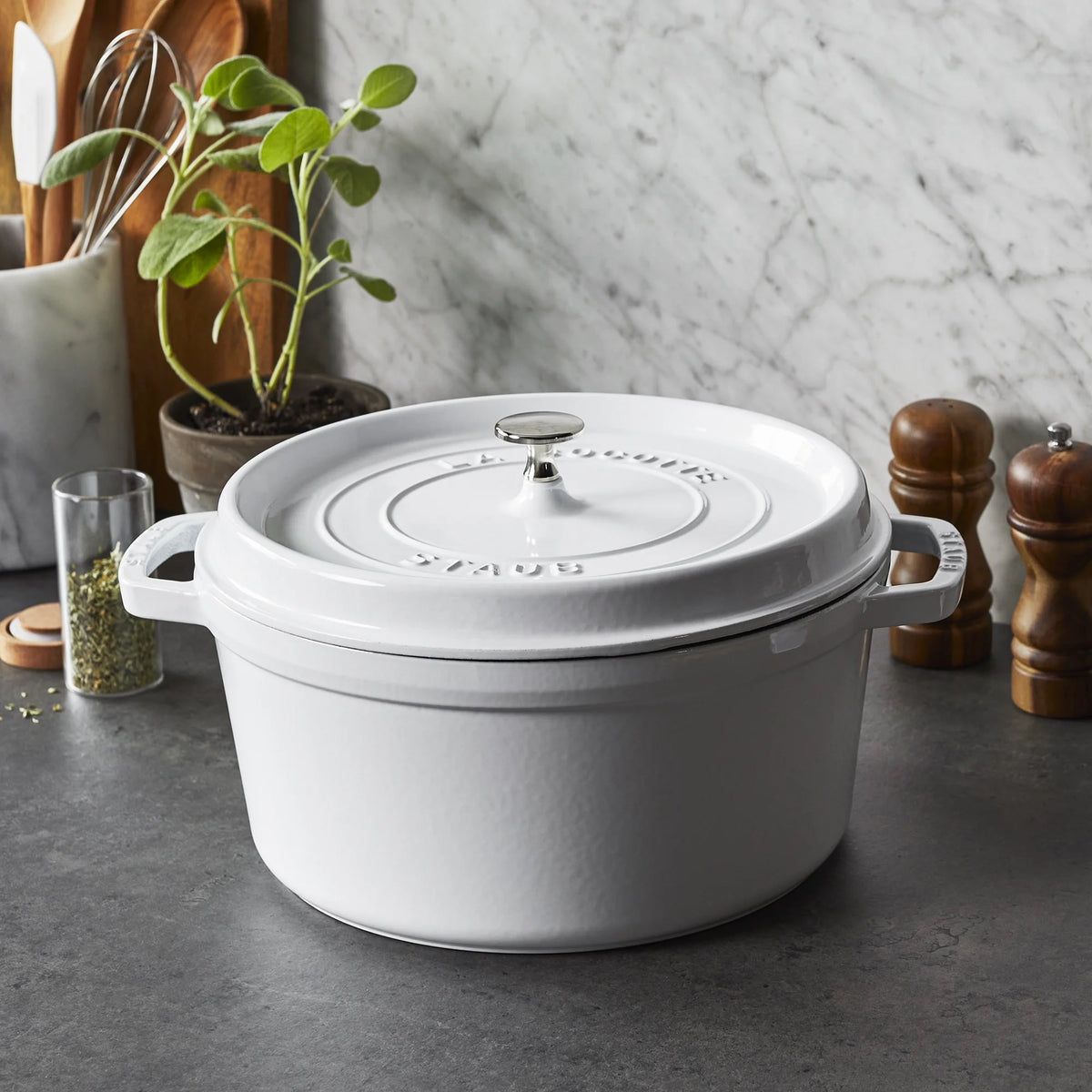 Staub Cast Iron 7-qt Round Cocotte - Grenadine