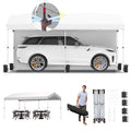 Hoteel Carport Canopy 10x20 Pop Up Shelter with Instant 1-Button Push Center Lock, UV Resistant All-Weather Cover with 2 Sidewalls, Heavy Duty Waterproof Canopy Tent for Cars, Trucks, Boats, White