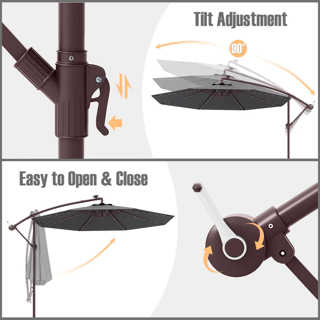 Costway 98.40" Navy Cantilever Patio Umbrella, Base-Included
