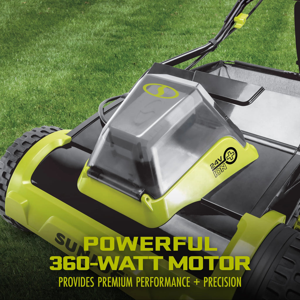 Sun Joe 24V Cordless 15-inch Push Reel Lawn Mower, 4-Position, 4.0-Ah Battery & Charger
