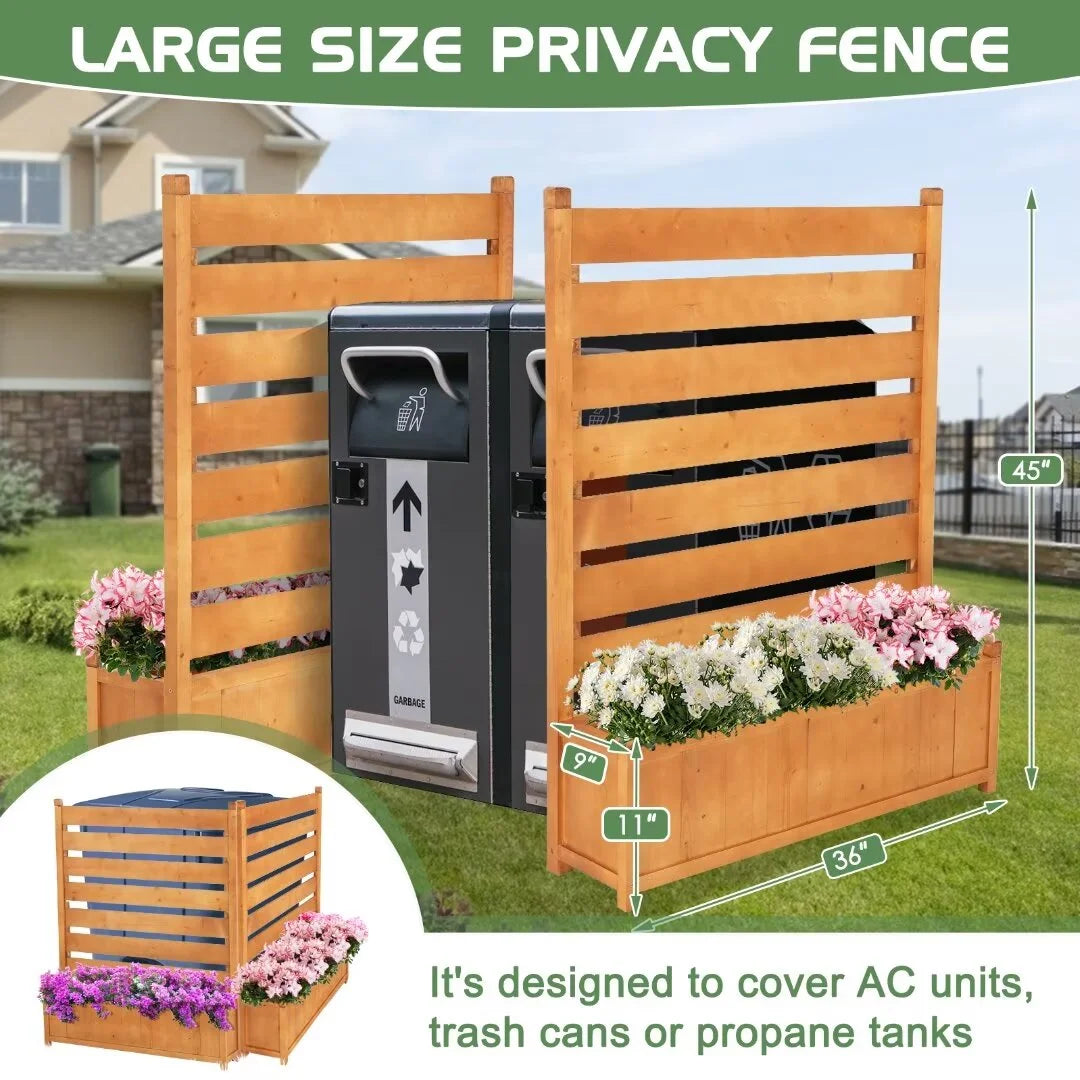 "NAIZEA Air Conditioner Fence, Pool Equipment Enclosure, Trash Can Enclosure, Metal Stake Wood Fence Panel 38"" W x 60"" H"