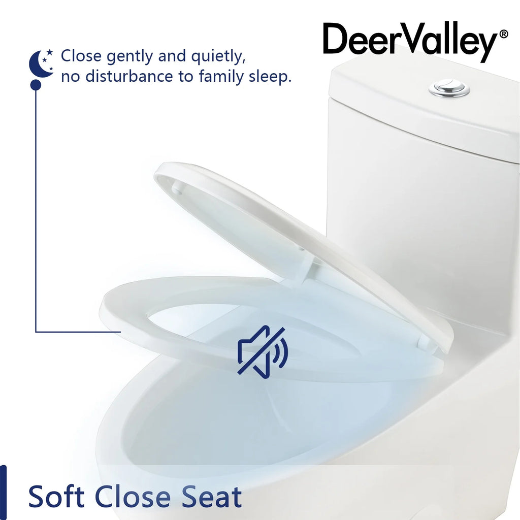 DeerValley Ally 10 in. Rough in Size 1-Piece 0.8/1.28 GPF Dual Flush Elongated Toilet in White, Seat Included