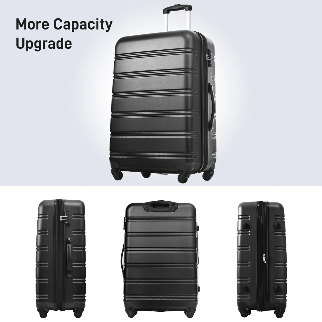 3 Piece ABS Luggage Set, Luggage with Spinner Wheel & TSA  20/24/28 inch, Purple