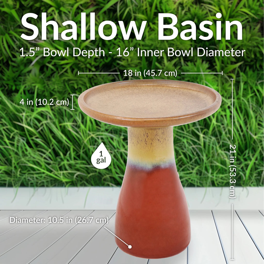 Sunnydaze Freestanding Ceramic Outdoor Bird Bath, Glazed, UV-Resistant Galaxy Blue Finish