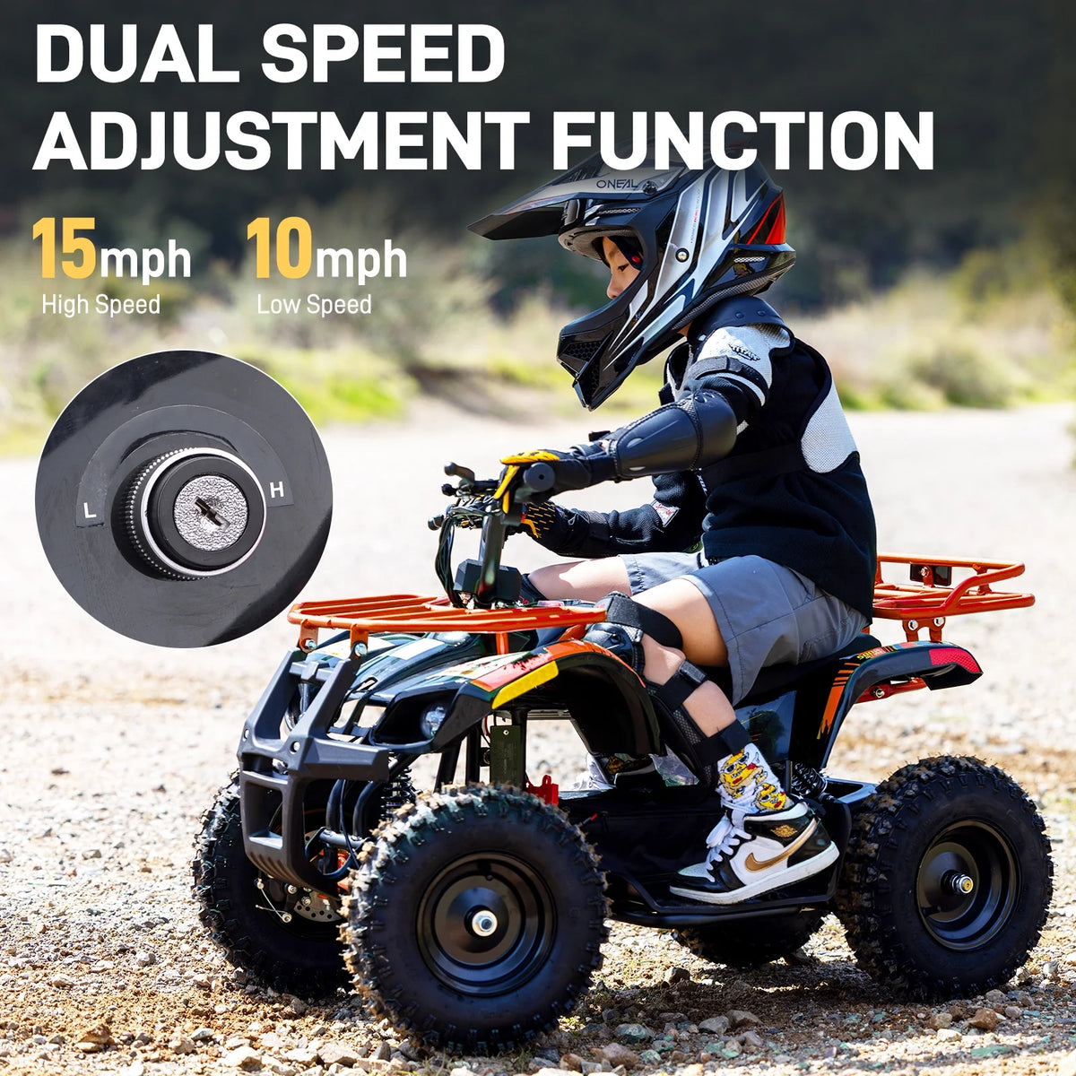 Aoemoe 500W 36V Battery-Powered Ride-On Off-Road 4-Wheeler �C 15 Mile Range, Flame