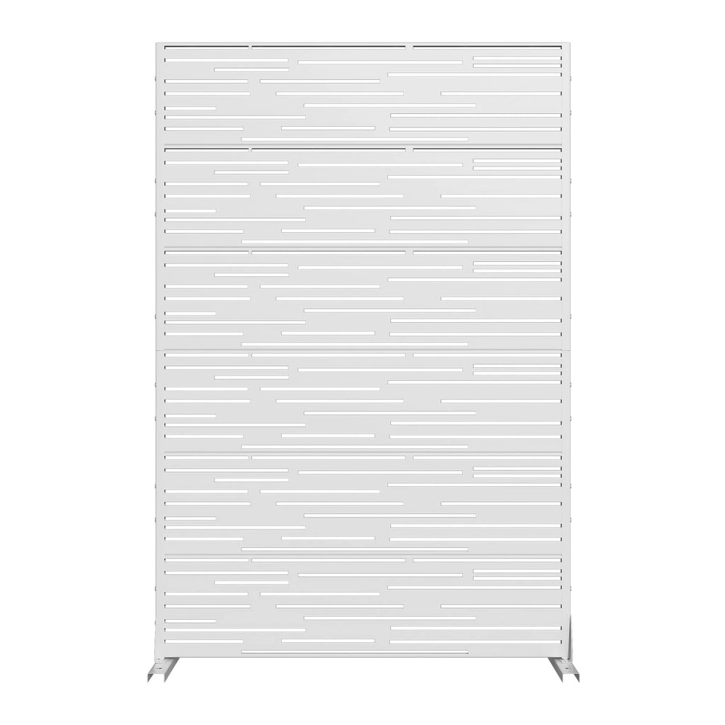 MAYEERTY 72 �� 47in Outdoor Privacy Screen with Stand Metal Balcony Decorative Screen, Black