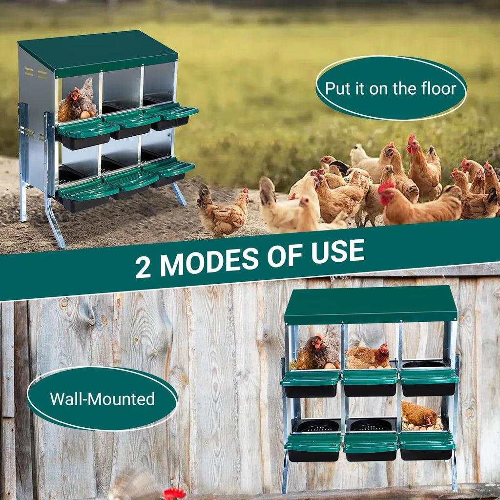 Chicken Nesting Box, 6/8/10 Compartment Nesting Box, Heavy Duty Chicken Coop Nesting Box with Removable Tray, Metal Chicken Laying Box for Chicken