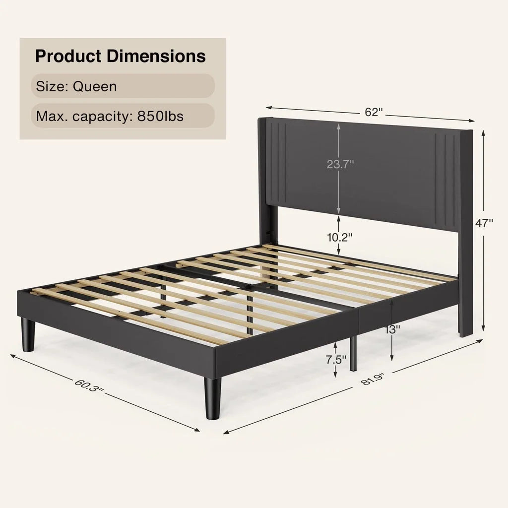 Aiho 4 Pieces Bedroom Furniture Set, Includes Queen Bed Frame, Nightstands Set of 2, Double Wide 6-Drawer Dresser - White